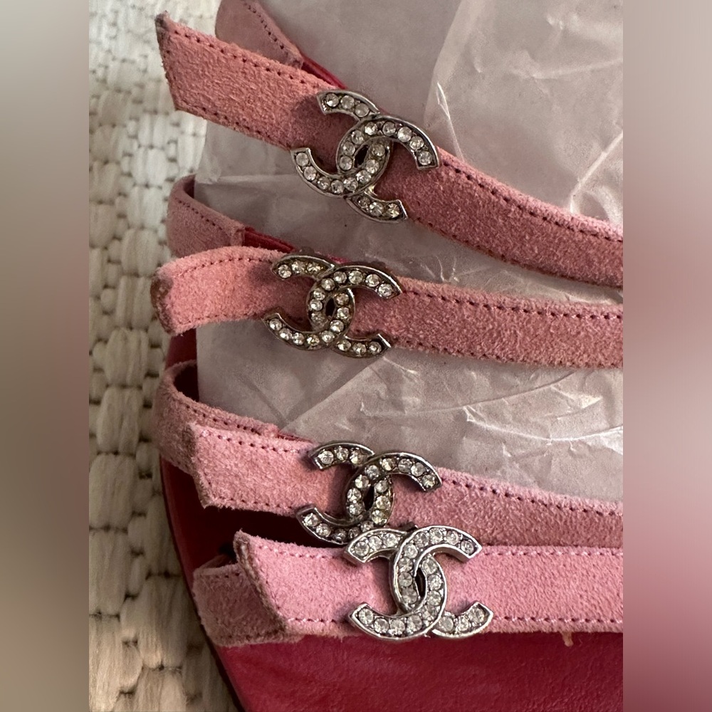 Chanel Rhinestone Logo Sandals - Picture 3 of 15